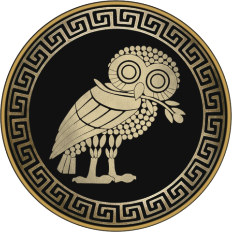 NORMATIVE owl: the Owl of Athena upright, gold, facing forward—the unaltered standard state.